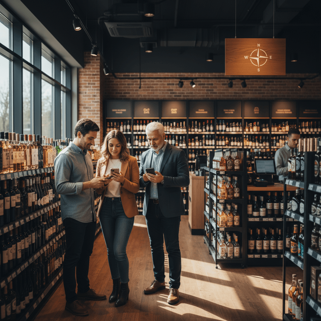 Professional photograph illustrating geofencing for liquor stores, cover image for "The 2025 Guide to Geofencing for Liquor Stores: Target Customers Within Miles of Your Shelves" on Intentionally Creative